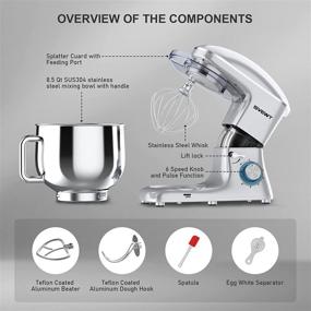 img 3 attached to 🧁 SVEWT Stand Mixer: Powerful 660W 6+1 Speeds Tilt-Head Food Mixer with 8.5-QT Stainless Steel Mixing Bowl and Multiple Attachments for Home Cooks