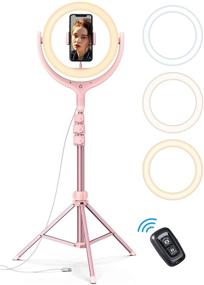 img 4 attached to 📸 10-inch Selfie Ring Light with 67-inch Tripod Stand - Lamicall LED Circle Halo Light with Cell Phone Holder for Live Streaming, Makeup, YouTube Video Recording, Photography, Compatible with 4-6.5-inch Phones