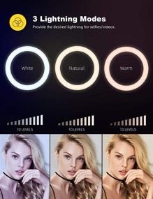 img 3 attached to 📸 10-inch Selfie Ring Light with 67-inch Tripod Stand - Lamicall LED Circle Halo Light with Cell Phone Holder for Live Streaming, Makeup, YouTube Video Recording, Photography, Compatible with 4-6.5-inch Phones