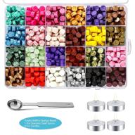 💌 wax seal beads, 648 pieces sealing wax for stamp, sealing kit with 4 candles, 1 spoon - ideal for wedding invitations, wine packages, gift wrapping and more (24 colors) logo