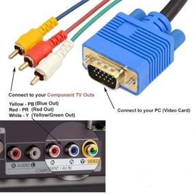 img 1 attached to 💻 Кабель адаптера Herfair 5фт/1.5М VGA/HD15 мужской разъем 15 контактов к 3 RCA аудио AV-кабелю для HDTV PC DVD