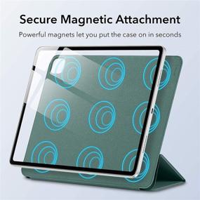 img 3 attached to ESR Rebound Magnetic Smart Case for iPad Pro 12.9-inch 2021/2020 & 2018, Forest Green - Convenient Magnetic Attachment, Pencil Pairing & Charging Support, Auto Sleep/Wake Trifold Stand