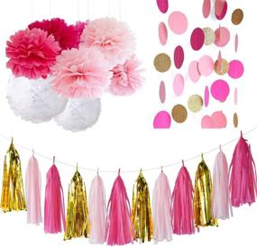 img 1 attached to 🎉 Vibrant Fuchsia Pink Gold Valentine Decorations: Bachelorette Party & Bridal Shower Delights incl. Tassel & Flower Decorations, Hen Party Supplies