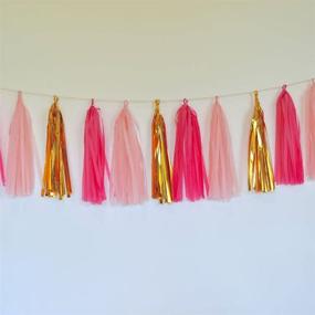 img 3 attached to 🎉 Vibrant Fuchsia Pink Gold Valentine Decorations: Bachelorette Party & Bridal Shower Delights incl. Tassel & Flower Decorations, Hen Party Supplies