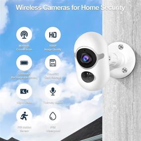 img 3 attached to 🏞️ Наружная безопасность камера, Poyasilon 1080P Беспроводная WiFi камера для дома с аккумулятором, двухсторонней аудио связью, ночным видением, PIR детекцией, защитой от влаги класса IP65, хранением на SD-карте/в облаке.