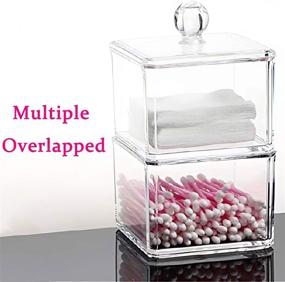 img 3 attached to 💡 Square Stackable Acrylic Organizer for Bathroom Essentials - Cotton Ball & Q-tip Holder, Swab Pad Dispenser by CONHENCI