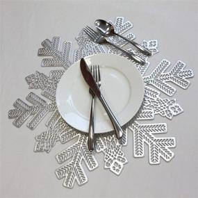 img 3 attached to 🍽️ Повысьте свой ресторанный опыт с помощью виниловых металлических подставок Wintop 15"x17" - Набор из 6 предметов с дизайном снежинки колора серебро с вырезами.