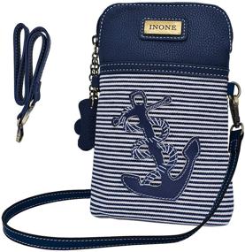 img 1 attached to 👜 Nautical Anchor Crossbody Bag: Stylish PU Leather Cell Phone Purse with Credit Card, Passport & Key Compartments