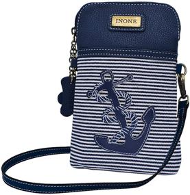 img 4 attached to 👜 Nautical Anchor Crossbody Bag: Stylish PU Leather Cell Phone Purse with Credit Card, Passport & Key Compartments