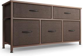 img 4 attached to 🗄️ CubiCubi Dresser: Tall 5 Drawer Bedroom Storage Organizer with Sturdy Steel Frame and Wood Top - Brown