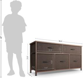 img 2 attached to 🗄️ CubiCubi Dresser: Tall 5 Drawer Bedroom Storage Organizer with Sturdy Steel Frame and Wood Top - Brown