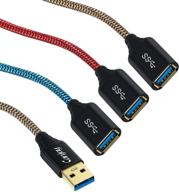 набор usb-удлинителей canjoy 3 шт. 6 футов - быстрая передача данных, совместимость с oculus vr, ps4, xbox, красный, золотой, синий логотип