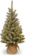 🎄 national tree company pre-lit 3 ft mini christmas tree with white led lights and burlap base logo