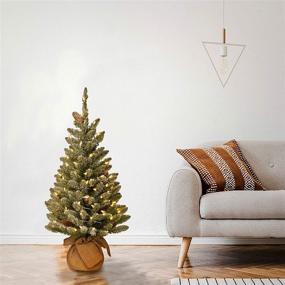 img 3 attached to 🎄 National Tree Company Pre-lit 3 ft Mini Christmas Tree with White LED Lights and Burlap Base
