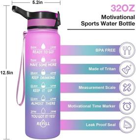 img 2 attached to 🥤 PASER 32 oz Motivational Water Bottle with Straw & Time Marker: BPA Free, Leakproof Tritan Jug for Fitness, Sports & Hydration (Includes Bottle Brush and Straw Brush)