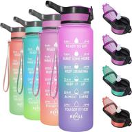 🥤 paser 32 oz motivational water bottle with straw & time marker: bpa free, leakproof tritan jug for fitness, sports & hydration (includes bottle brush and straw brush) logo