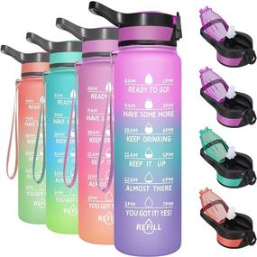 img 4 attached to 🥤 PASER 32 oz Motivational Water Bottle with Straw & Time Marker: BPA Free, Leakproof Tritan Jug for Fitness, Sports & Hydration (Includes Bottle Brush and Straw Brush)