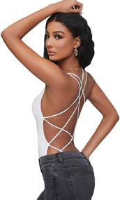 img 1 attached to 👗 Verdusa Women's Clothing - Sleeveless Strappy Backless Bodysuit Perfect for SEO