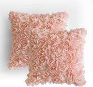 🌹 stunning miulee 3d chiffon rose flower pillow cover set - romantic decor for sofa, bedroom, car - 16x16 inch - peach pink wedding design logo