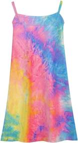 img 3 attached to Jorssar Girls Tie Dye Tank Dress: Spaghetti Strap Swim Coverup for Kids | Size 5-12 Years