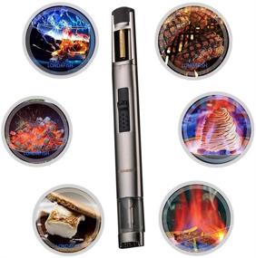 img 1 attached to 🔥 Ultimate Flame Power: Refillable Stainless Steel Butane Torch Kitchen BBQ Lighter with Windproof Jet Flame