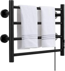img 4 attached to 🔥 Stainless Steel Towel Warmer 4 Bars - Wall Mounted Heated Towel Rack for Bathroom, Plug-in/Hardwired with Timer - Matte Black Finish