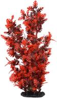 🌿 red artificial plastic plant ornament for fish tank decoration - 15-inch cnz aquarium decor logo
