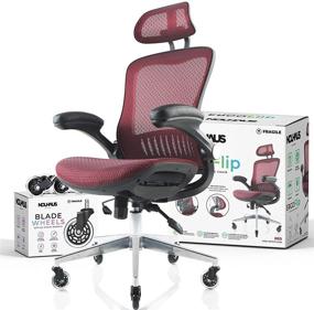 img 4 attached to 🪑 ErgoFlip Burgundy Mesh Computer Chair - Retractable Armrest and Blade Wheels, Ergonomic Office Chair, Gaming Chairs, Executive Swivel Chair with High Spec Base - NOUHAUS