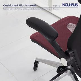 img 1 attached to 🪑 ErgoFlip Burgundy Mesh Computer Chair - Retractable Armrest and Blade Wheels, Ergonomic Office Chair, Gaming Chairs, Executive Swivel Chair with High Spec Base - NOUHAUS