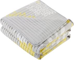 img 1 attached to 🌼 Comfort Spaces Enya Quilt Set - Floral Print Design, Lightweight All-Season Bedding, Full/Queen Size (Yellow 3 Piece)