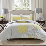 🌼 comfort spaces enya quilt set - floral print design, lightweight all-season bedding, full/queen size (yellow 3 piece) logo