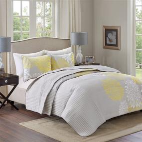 img 2 attached to 🌼 Comfort Spaces Enya Quilt Set - Floral Print Design, Lightweight All-Season Bedding, Full/Queen Size (Yellow 3 Piece)