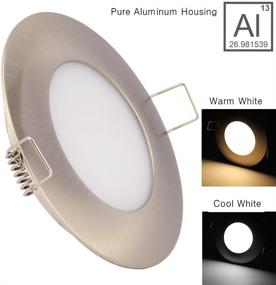 img 1 attached to 🚢 4-Pack 12V LED RV Boat Ceiling Lights: Recessed Dome Light, Interior Cabin Overhead Downlights in Cool White - 3.5W, Brushed Nickel 3in, for Cabinets or Roofs