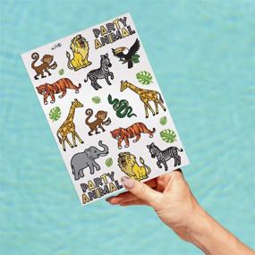 img 1 attached to 🐯 Xo, Fetti Jungle Temporary Tattoos for Kids - 30 Styles: Perfect Zoo-themed Craft for Boys and Girls at Birthday Parties and Baby Showers