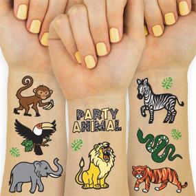 img 4 attached to 🐯 Xo, Fetti Jungle Temporary Tattoos for Kids - 30 Styles: Perfect Zoo-themed Craft for Boys and Girls at Birthday Parties and Baby Showers