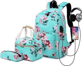 img 4 attached to Delapuy Waterproof Backpack Charging Flower1 Black