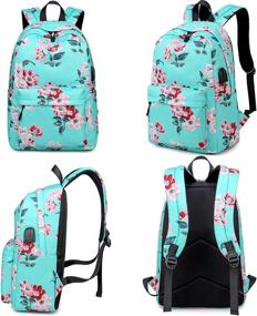 img 3 attached to Delapuy Waterproof Backpack Charging Flower1 Black