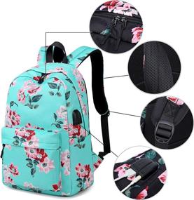 img 1 attached to Delapuy Waterproof Backpack Charging Flower1 Black