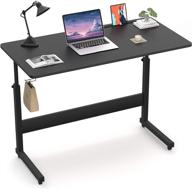 💼 armocity height adjustable desk: portable rolling computer desk with wheels, hook, and adjustable height for comfortable work-at-home experience - ideal for office, living room, bedroom – black логотип