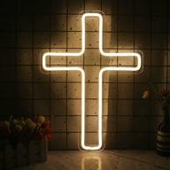 neon jesus cross sign - led neon wall lights art lamp for bedroom, kids room, wall decor - ideal for christmas, new year, wedding, birthday party - warm white логотип