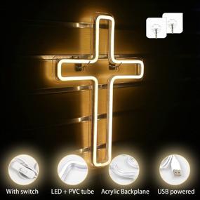 img 3 attached to Neon Jesus Cross Sign - LED Neon Wall Lights Art Lamp for Bedroom, Kids Room, Wall Decor - Ideal for Christmas, New Year, Wedding, Birthday Party - Warm White