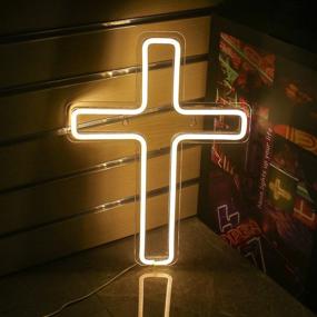 img 2 attached to Neon Jesus Cross Sign - LED Neon Wall Lights Art Lamp for Bedroom, Kids Room, Wall Decor - Ideal for Christmas, New Year, Wedding, Birthday Party - Warm White