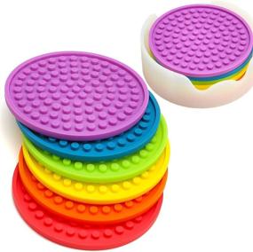 img 4 attached to 🌈 Translucent Rainbow Novelty Coasters by ENKORE