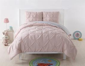 img 1 attached to 🛏️ Набор Пододеяльников Laura Hart Kids Pleated Solid Blush/Silver Grey размера Twin XL - Обратимый Пододеяльник и Наволочки