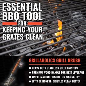 img 3 attached to Grillaholics Pro Grill Brush Steel - Triple Machine Tested for Safety - Heavy-duty Wire Brush for Superior Grill Cleaning - Lifetime Manufacturer's Warranty