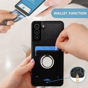 img 3 attached to 📱 AHTONG Galaxy S21 Ultra 5G Wallet Case: Card Holder, Car Mount, Ring Kickstand, Nonslip PU Leather (Black,6.8'')