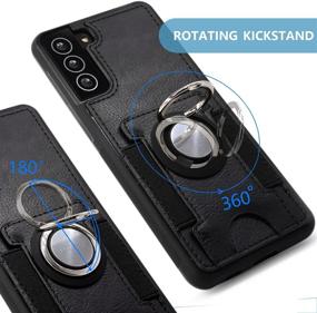 img 1 attached to 📱 AHTONG Galaxy S21 Ultra 5G Wallet Case: Card Holder, Car Mount, Ring Kickstand, Nonslip PU Leather (Black,6.8'')