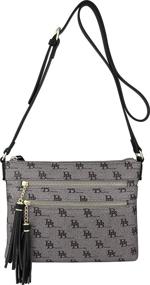 img 2 attached to 👜 Stylish B BRENTANO Vegan Multi-Zipper Crossbody Handbag Purse with Tassel Accents - Top Quality & Trendy Design!