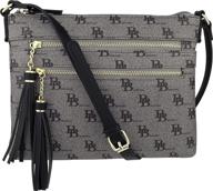 👜 stylish b brentano vegan multi-zipper crossbody handbag purse with tassel accents - top quality & trendy design! logo
