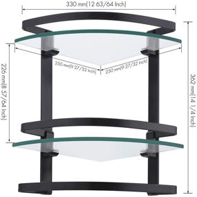img 3 attached to 🚿 KES 2 Tier Corner Bathroom Glass Shelf with Towel Bar and Rail Wall Mount - Black Tempered Glass, Anodized Aluminum, A4129B-BK